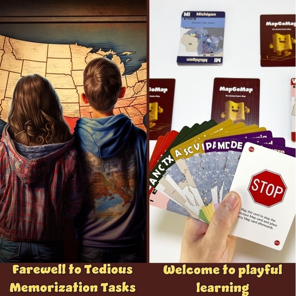 MapGoMap Map Memory Card Game USA Geography Learning - Picture 3 of 6